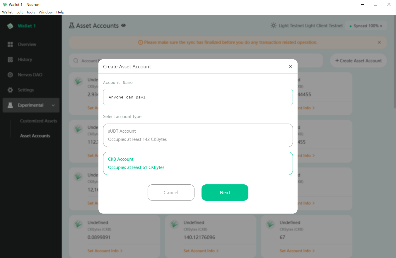 Manage CKB Accounts